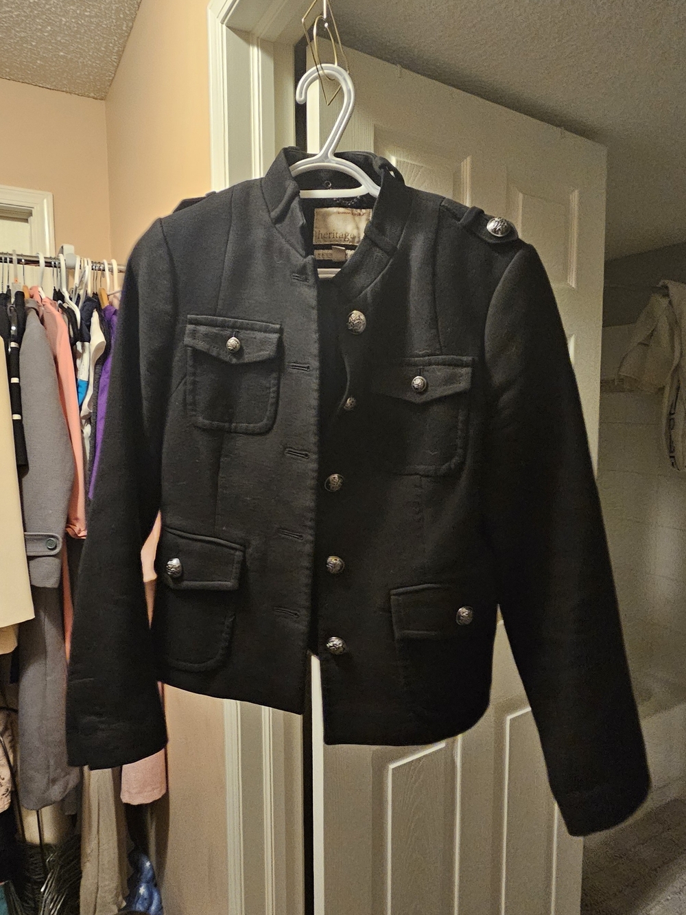 Women'd Banana Republic Black Military-Inspired Button Jacket